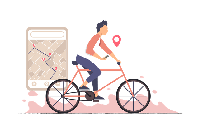 Balade à vélo avec GPS  Illustration