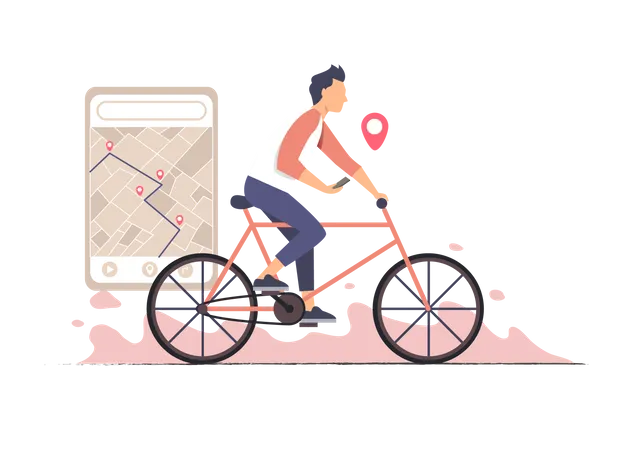 Balade à vélo avec GPS  Illustration