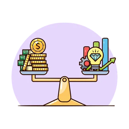 Balance between income and analysis  Illustration