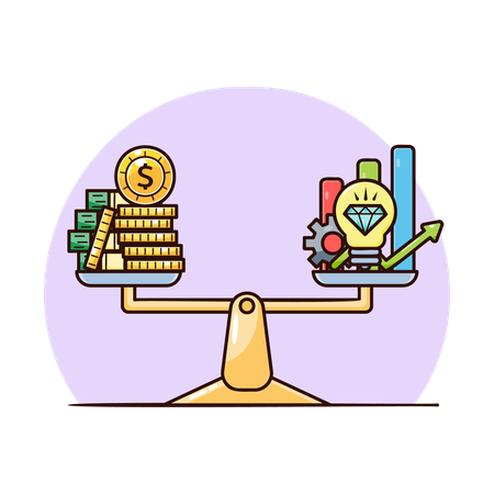 Balance between income and analysis  Illustration