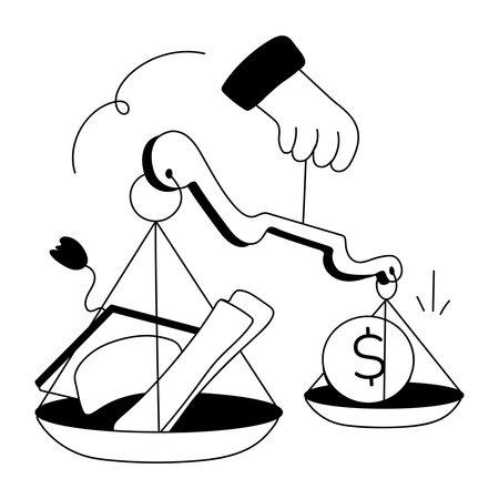 Balance scale with cash money and degree  Illustration