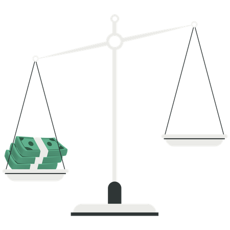 Balance scale with cash money  Illustration