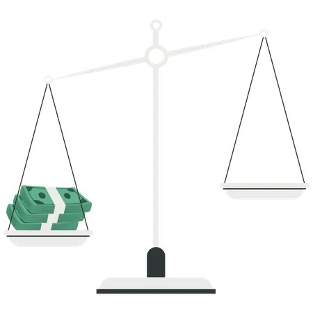 Balance scale with cash money  Illustration