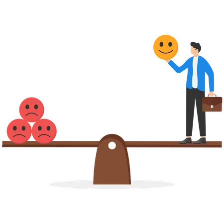 Оptimism Or Positive Thinking Balancing Happiness And Sadness Modern Vector Illustration In Flat Style Illustration