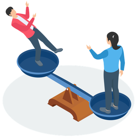 Balancing on equal seesaw  Illustration