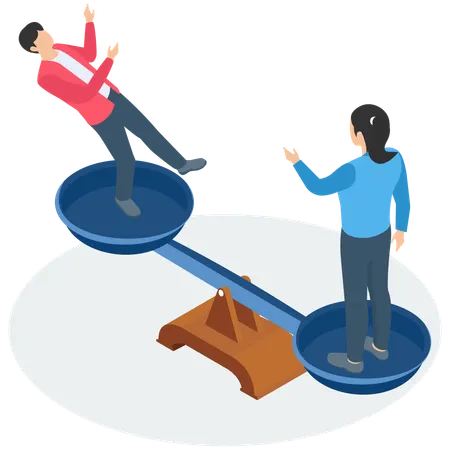 Balancing on equal seesaw  Illustration