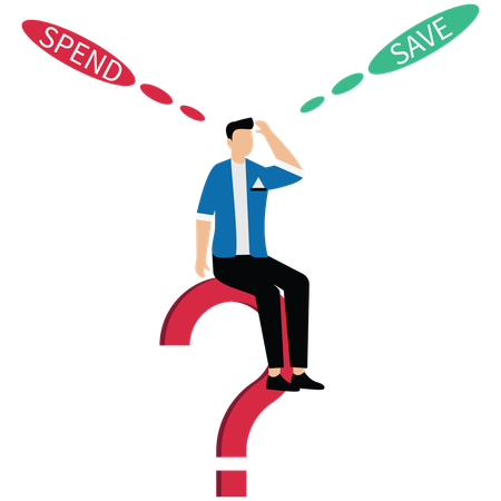 Balancing save money decision  Illustration