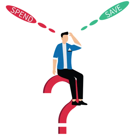 Balancing save money decision  Illustration