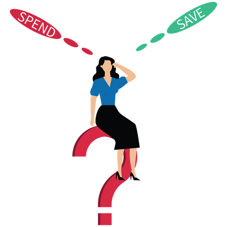 Balancing save money decision  Illustration
