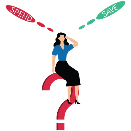 Balancing save money decision  Illustration