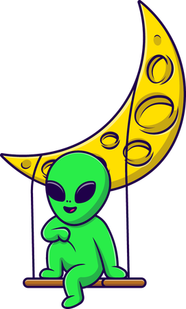 Balanço alienígena na lua  Ilustração