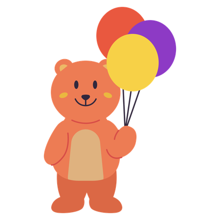 Urso segurando balão  Ilustração