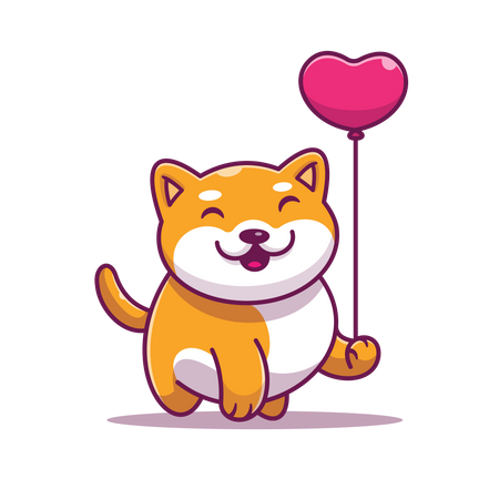 Balão gato com amor  Ilustração