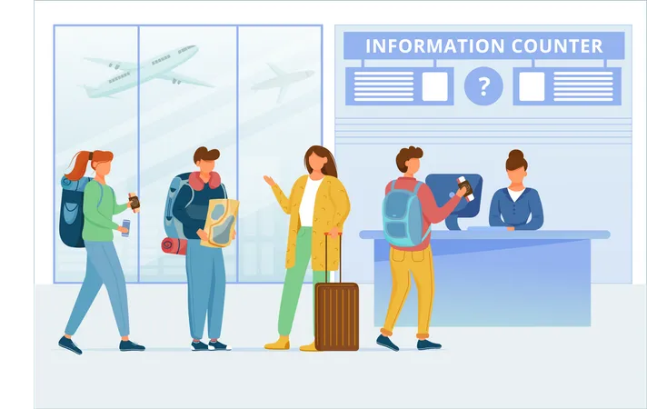 Balcão de informações do aeroporto  Ilustração