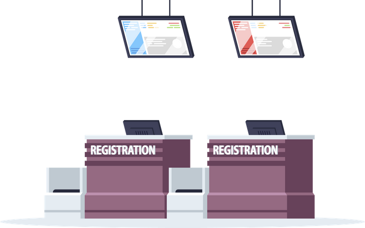 Balcão de registro do aeroporto  Ilustração