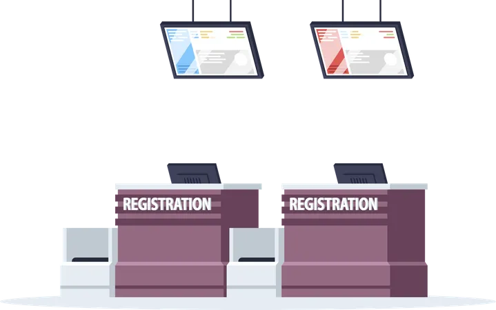 Balcão de registro do aeroporto  Ilustração