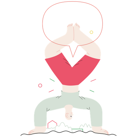 Bald man doing hand stand  Illustration