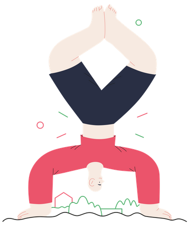 Bald man doing hand stand  Illustration