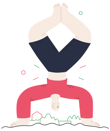 Bald man doing hand stand  Illustration