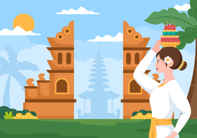 Bali handara gate  イラスト