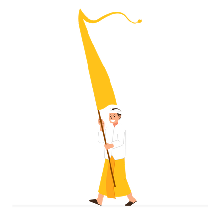 Balinese boy on hindu ritual parade  Illustration