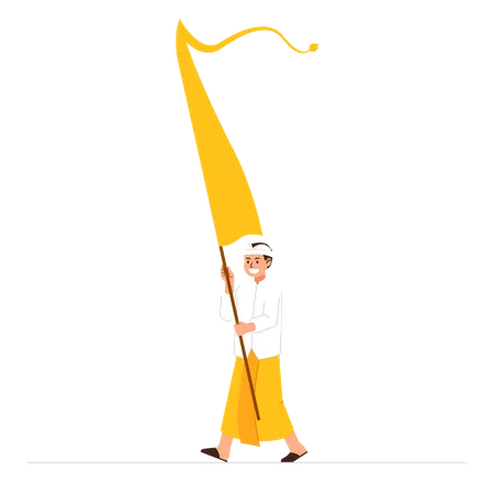 Balinese boy on hindu ritual parade  Illustration