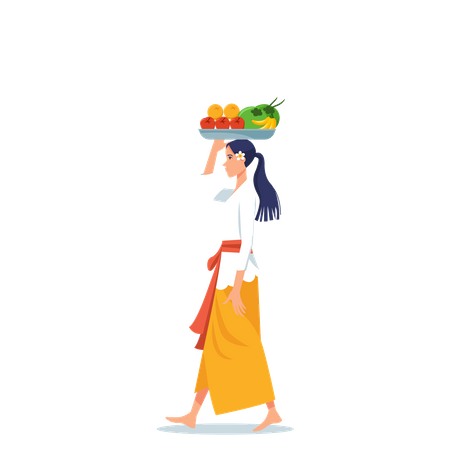 Balinese girl to perform  purification ceremony  Illustration