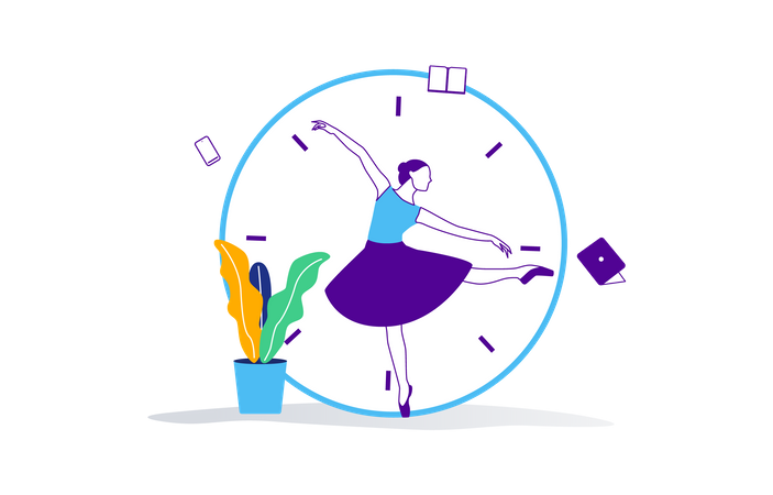 Ballerina with tight show schedule Illustration