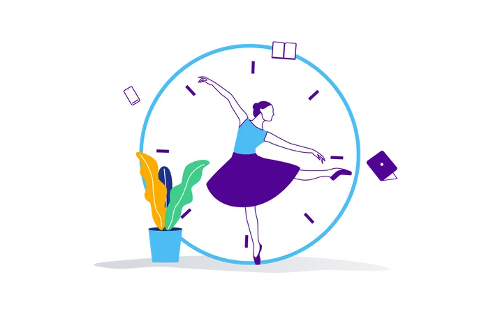 Ballerina with tight show schedule Illustration