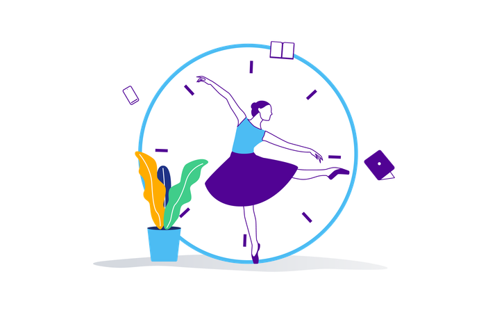 Ballerina with tight show schedule  Illustration