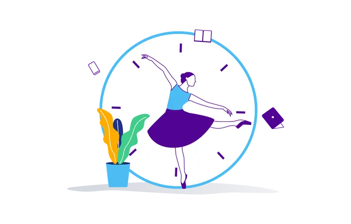 Ballerina with tight show schedule  Illustration