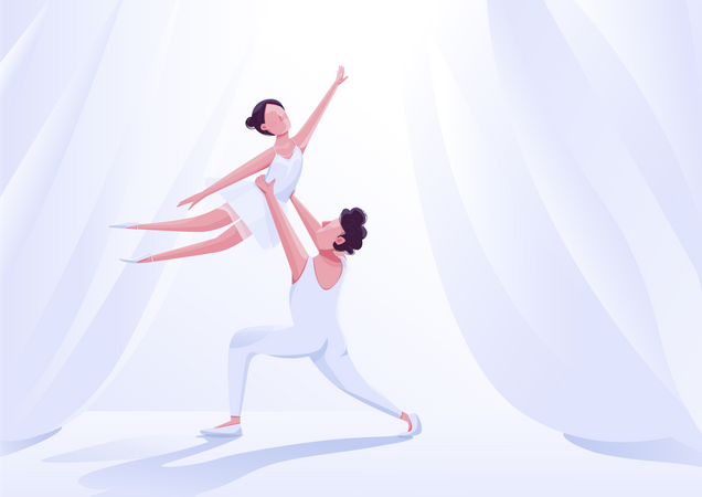Ballet dancers couple performance Illustration