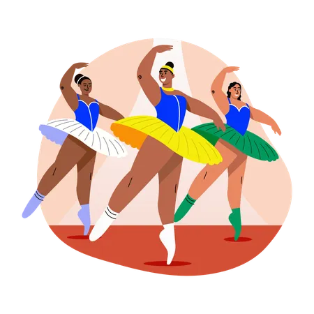 Ballet dancers performing for stage  Illustration
