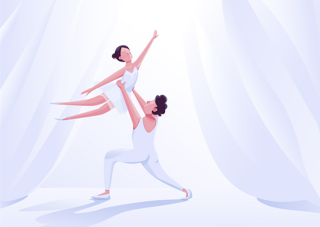 Performance de couple de danseurs de ballet  Illustration