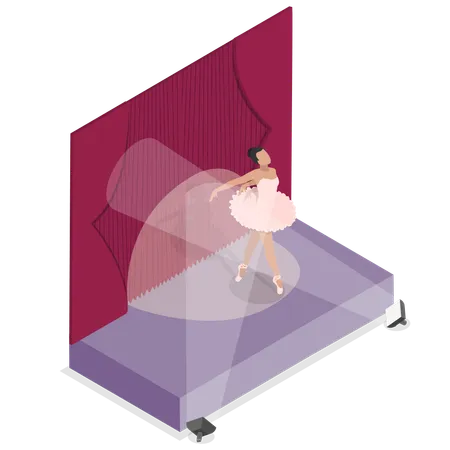 3 D Isometric Flat Vector Conceptual Illustration Of Ballet Performance Classic Dancer On Stage Illustration