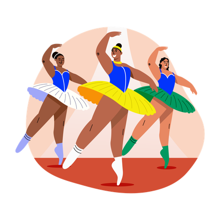 Balletttänzer treten für die Bühne auf  Illustration