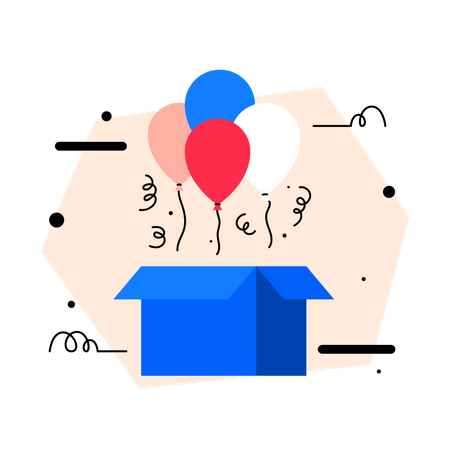Balloon out of the box Illustration