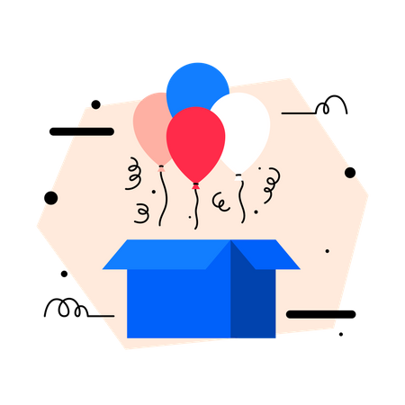 Balloon out of the box  Illustration