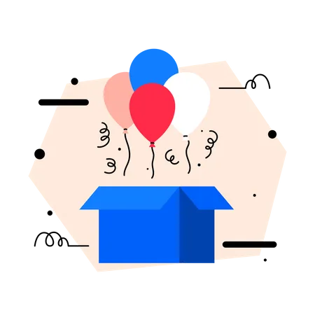 Balloon out of the box  Illustration