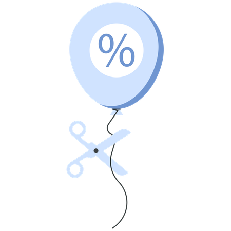 Balloon with Percentage  Being Cut by Scissors  Illustration