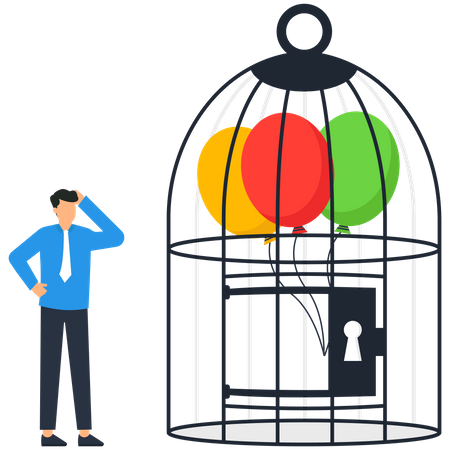 Balloons inside the cage  Illustration