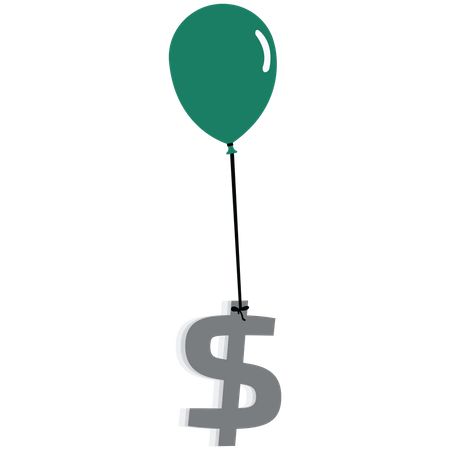 Balloons pull the dollar up  Illustration