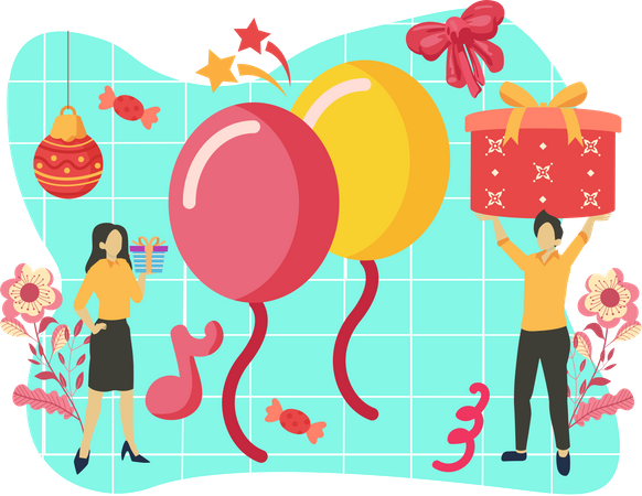 Balões de ano novo  Ilustração