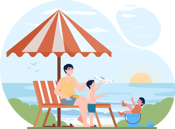 Bambini che giocano in spiaggia  Illustration