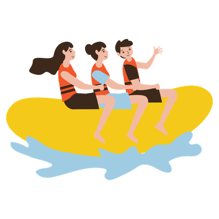 Banana boat summer activity  Illustration