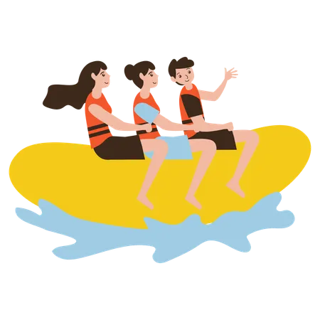 Banana boat summer activity  Illustration