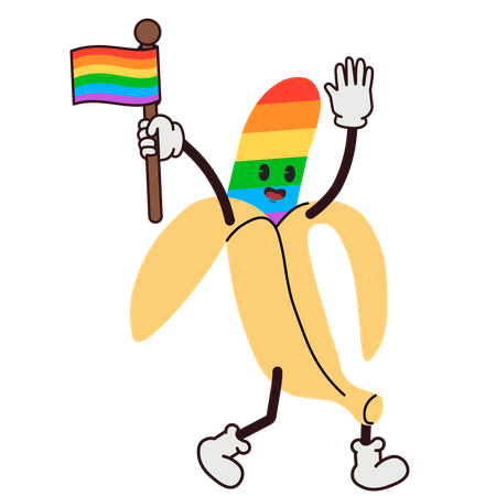 Banana holds lgbtq flag  Illustration