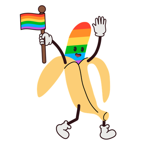 Banana brandit le drapeau LGBTQ  Illustration