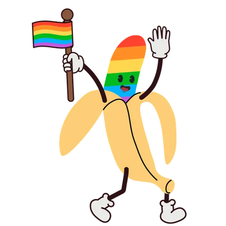 Banana brandit le drapeau LGBTQ  Illustration