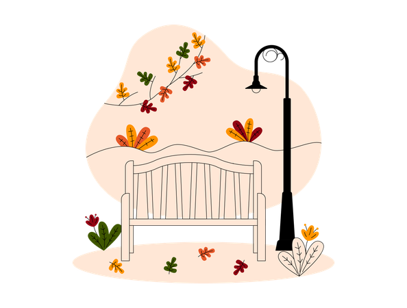 Banc de saison d'automne  Illustration